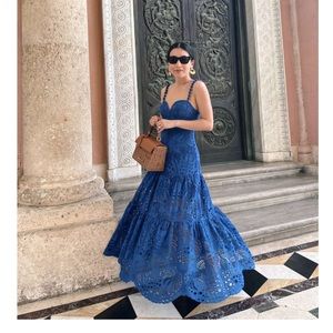 Farm Rio Richilier Eyelet Palm Midi-Dress